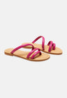 Cacau Kalbsleder-Slide-Sandale Rosa – Drei Riemen