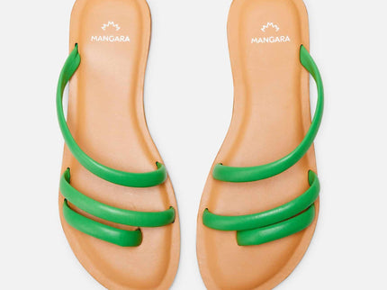 Cacau Kalbsleder-Slide-Sandale Grün – Drei Riemen