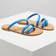 Cacau Kalbsleder-Sandalen Blau – Drei-Riemen-Slide