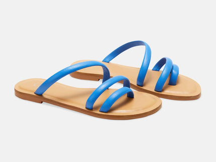 Cacau Kalbsleder-Sandalen Blau – Drei-Riemen-Slide