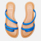 Cacau Kalbsleder-Sandalen Blau – Drei-Riemen-Slide