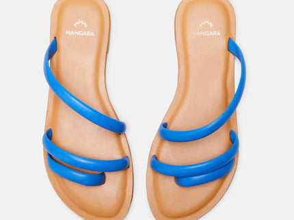 Cacau Kalbsleder-Sandalen Blau – Drei-Riemen-Slide