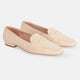Cipó Beige Leder-Loafer mit eckiger Spitze – Flach