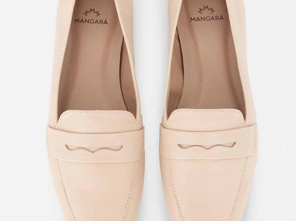 Cipó Beige Leder-Loafer mit eckiger Spitze – Flach