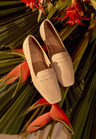 Cipó Beige Leder-Loafer mit eckiger Spitze – Flach