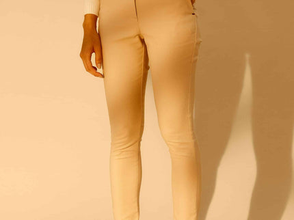 Cipó Beige Leder-Loafer mit eckiger Spitze – Flach