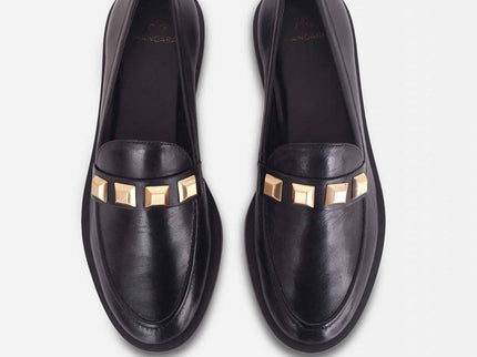 Caetê Kalbsleder-Loafer Schwarz/Beige
