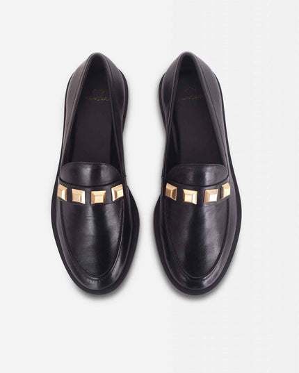 Caetê Kalbsleder-Loafer Schwarz/Beige