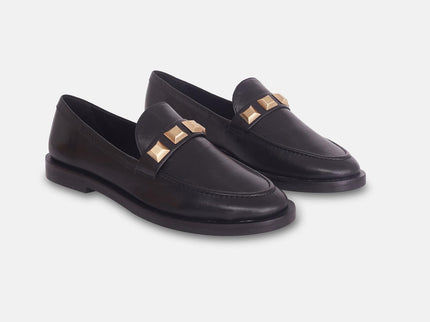 Caetê Kalbsleder-Loafer Schwarz/Beige