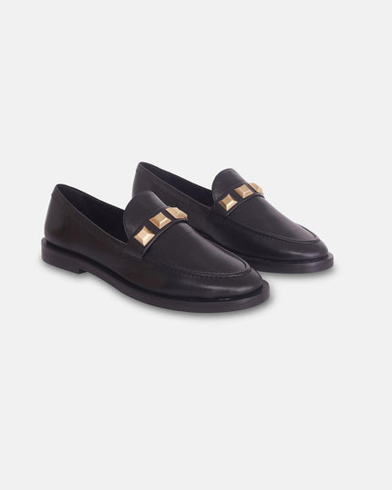 Caetê Kalbsleder-Loafer Schwarz/Beige