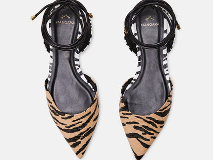 Palmito Animal Print Calf Leather Flat Sandals – Pointed Toe