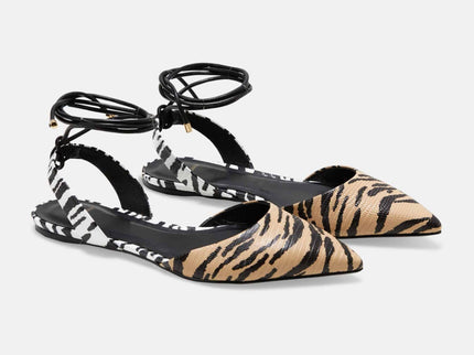 Palmito Animal Print Calf Leather Flat Sandals – Pointed Toe