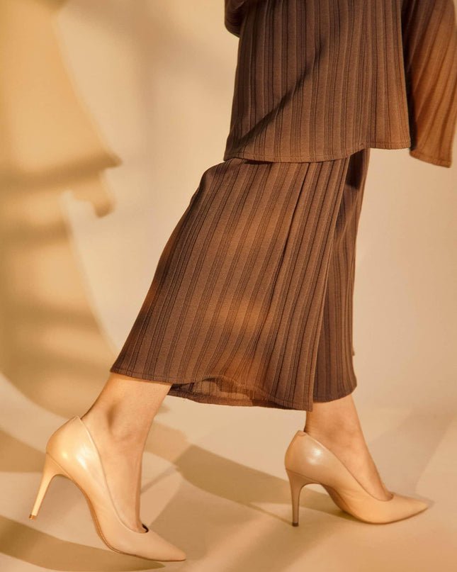 BERI — Damen Stiletto Pumps Beige Kalbsleder