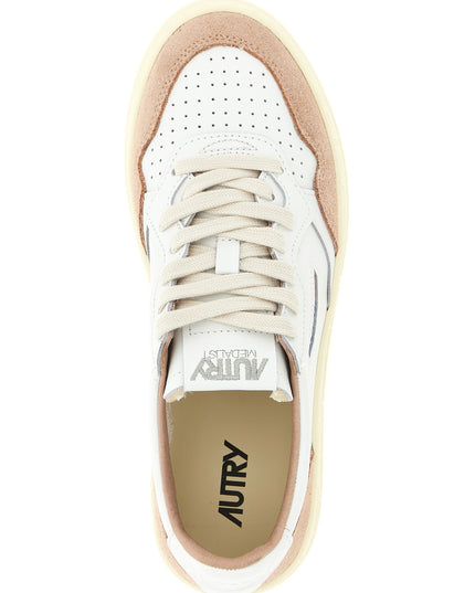 Autry | Medalist Low Sneaker aus Leder und Wildleder | Weiss/Rosa | Damen