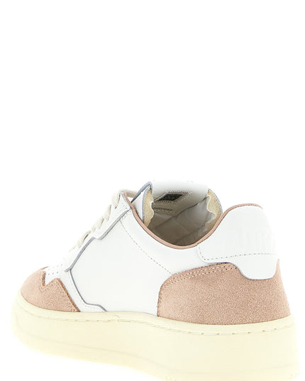 Autry | Medalist Low Sneaker aus Leder und Wildleder | Weiss/Rosa | Damen