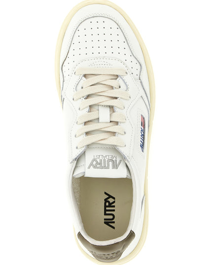 Autry | Medalist Low Sneaker aus Leder | Weiss/Grün | Damen