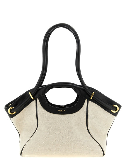 Balmain | Medium Tote Canvas-Shopper | Weiss/Schwarz