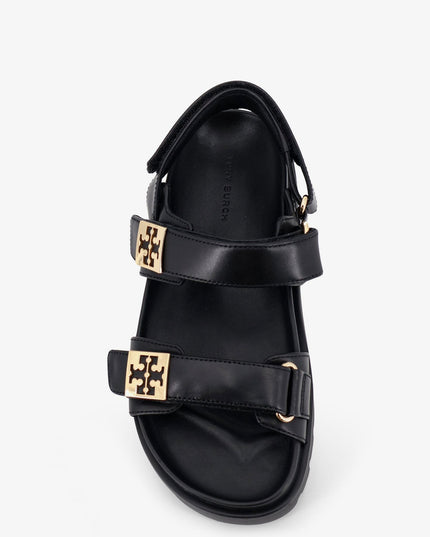 Mellow leather sandals with metal logo on the side