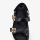 Mellow leather sandals with metal logo on the side