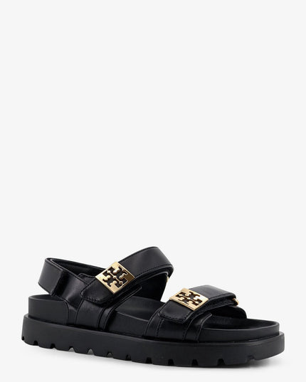 Mellow leather sandals with metal logo on the side
