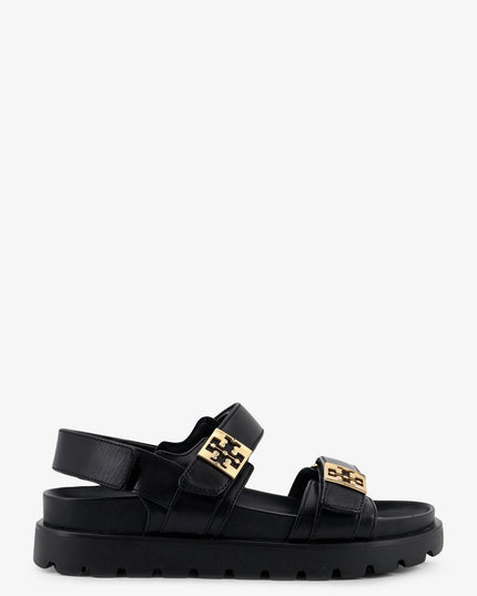 Mellow leather sandals with metal logo on the side