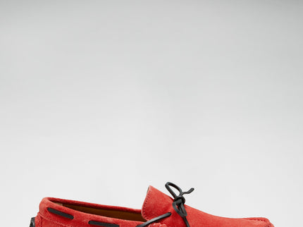 Tyre Sole Laced Driving Loafers, red suede