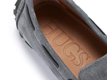 Tyre Sole Laced Driving Loafers, slate grey suede