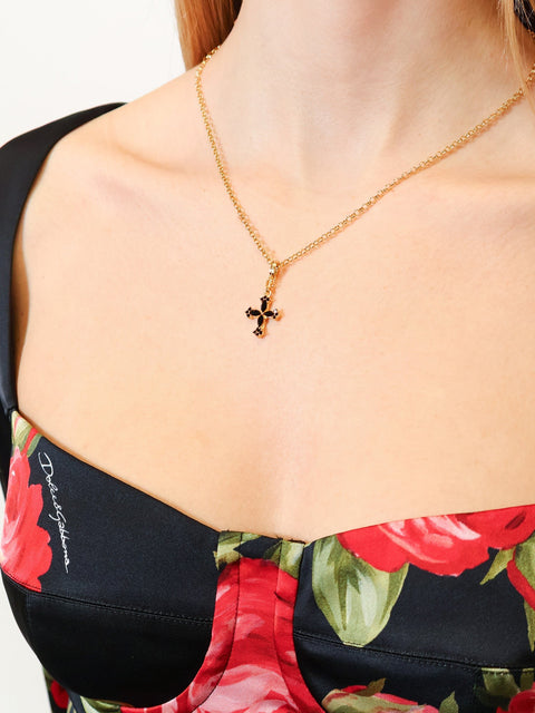 Metal necklace with rhinestone detail