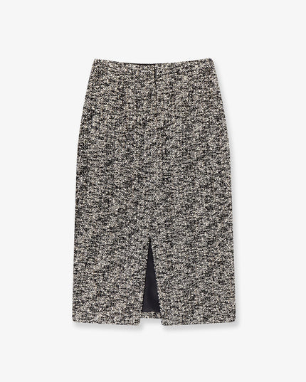 Midi skirt in laminated bouclé fabric