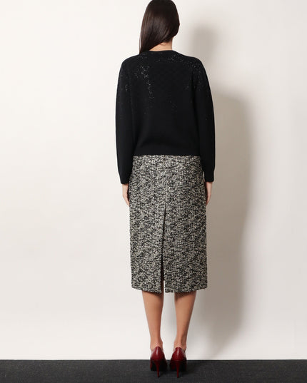 Midi skirt in laminated bouclé fabric