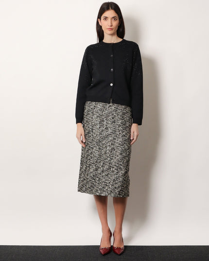 Midi skirt in laminated bouclé fabric
