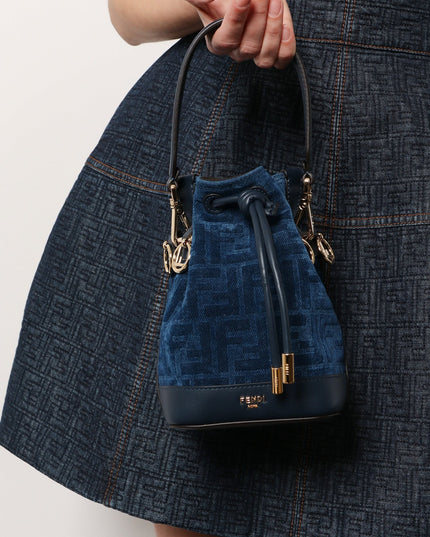 Mon Tresor FF flocked denim crossbody bag