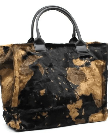 BIG Kuschel Shopper Felltasche mit Kuhmuster und festem Griff in 3 Farben - ModeEcho