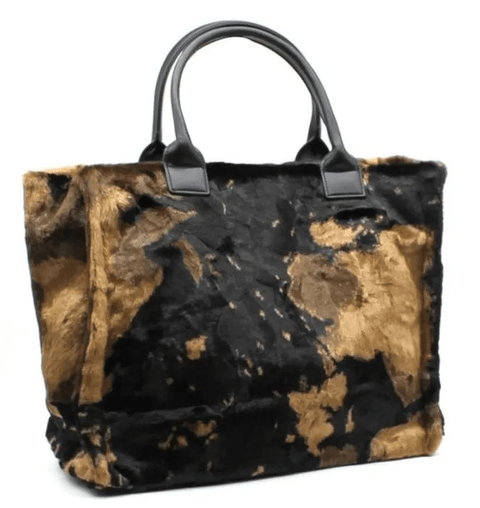 BIG Kuschel Shopper Felltasche mit Kuhmuster und festem Griff in 3 Farben - ModeEcho