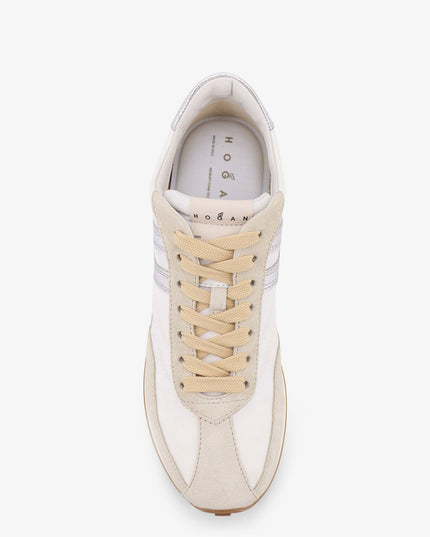 Nylon and suede sneakers