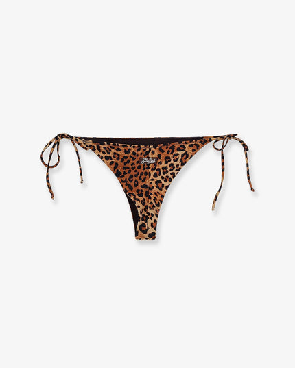 Nylon bikini bottoms with animal print
