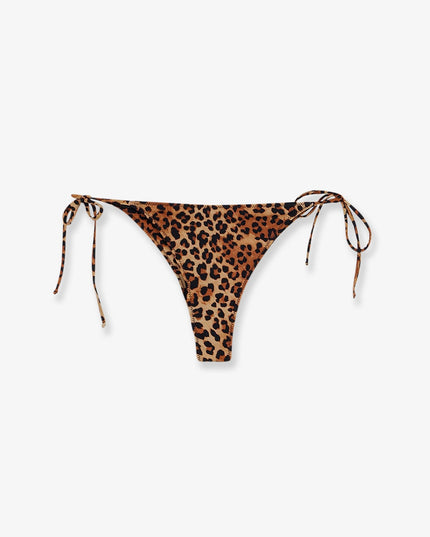 Nylon bikini bottoms with animal print