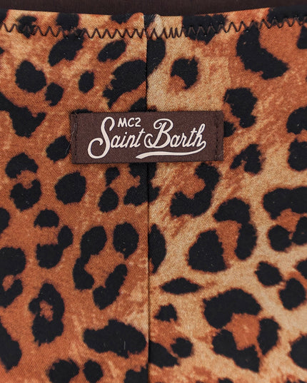 Nylon bikini bottoms with animal print