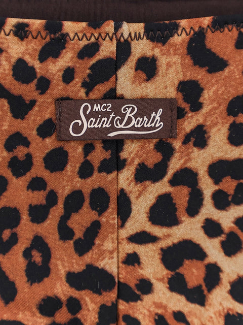 Nylon bikini bottoms with animal print