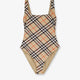 Nylon one-piece swimsuit with check print