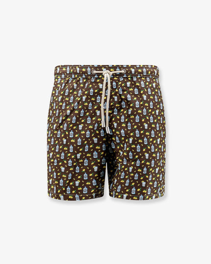 Nylon swim shorts with all-over micro pattern