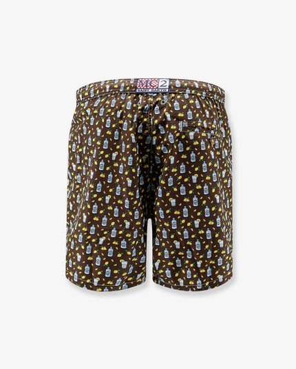 Nylon swim shorts with all-over micro pattern
