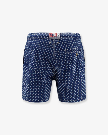 Nylon swim shorts with all-over micro pattern