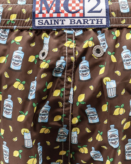 Nylon swim shorts with all-over micro pattern