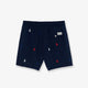 Nylon swim trunks with all-over embroidered logo
