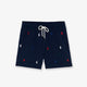Nylon swim trunks with all-over embroidered logo