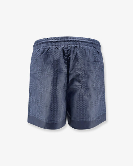 Nylon swim trunks with all-over Gucci Incrocio print