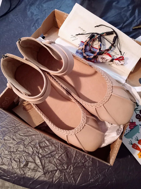 Muse Leder-Ballerinas mit Knöchelriemen