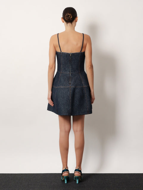 Padded denim mini dress