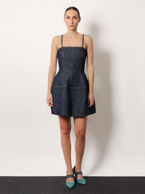 Padded denim mini dress